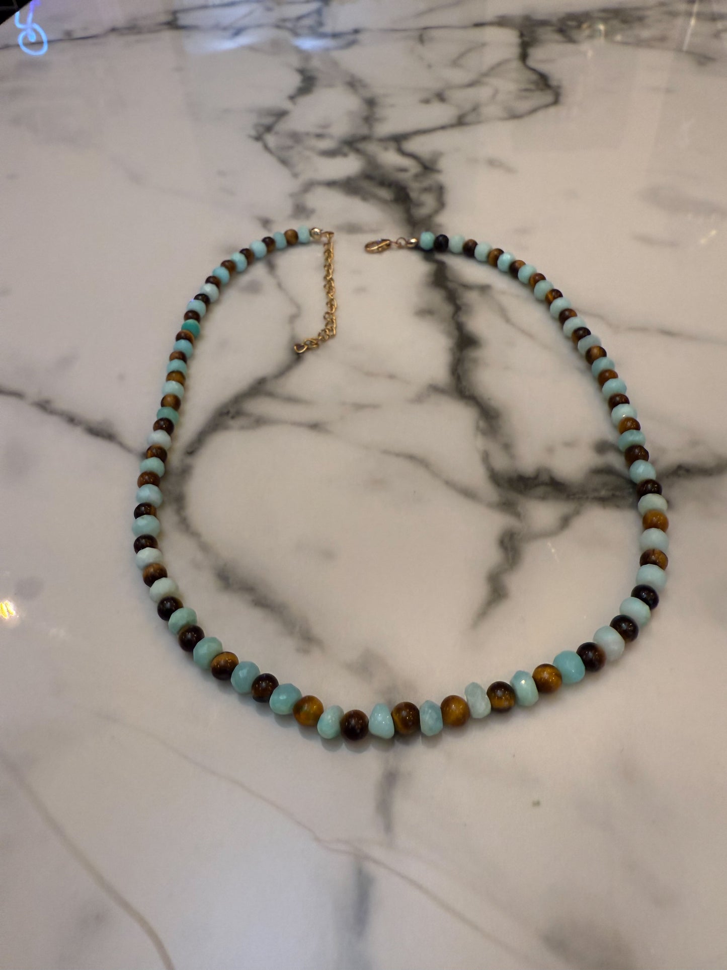 Multi Gemstone Necklace-Tigers Eye, and Peruvian Opal
