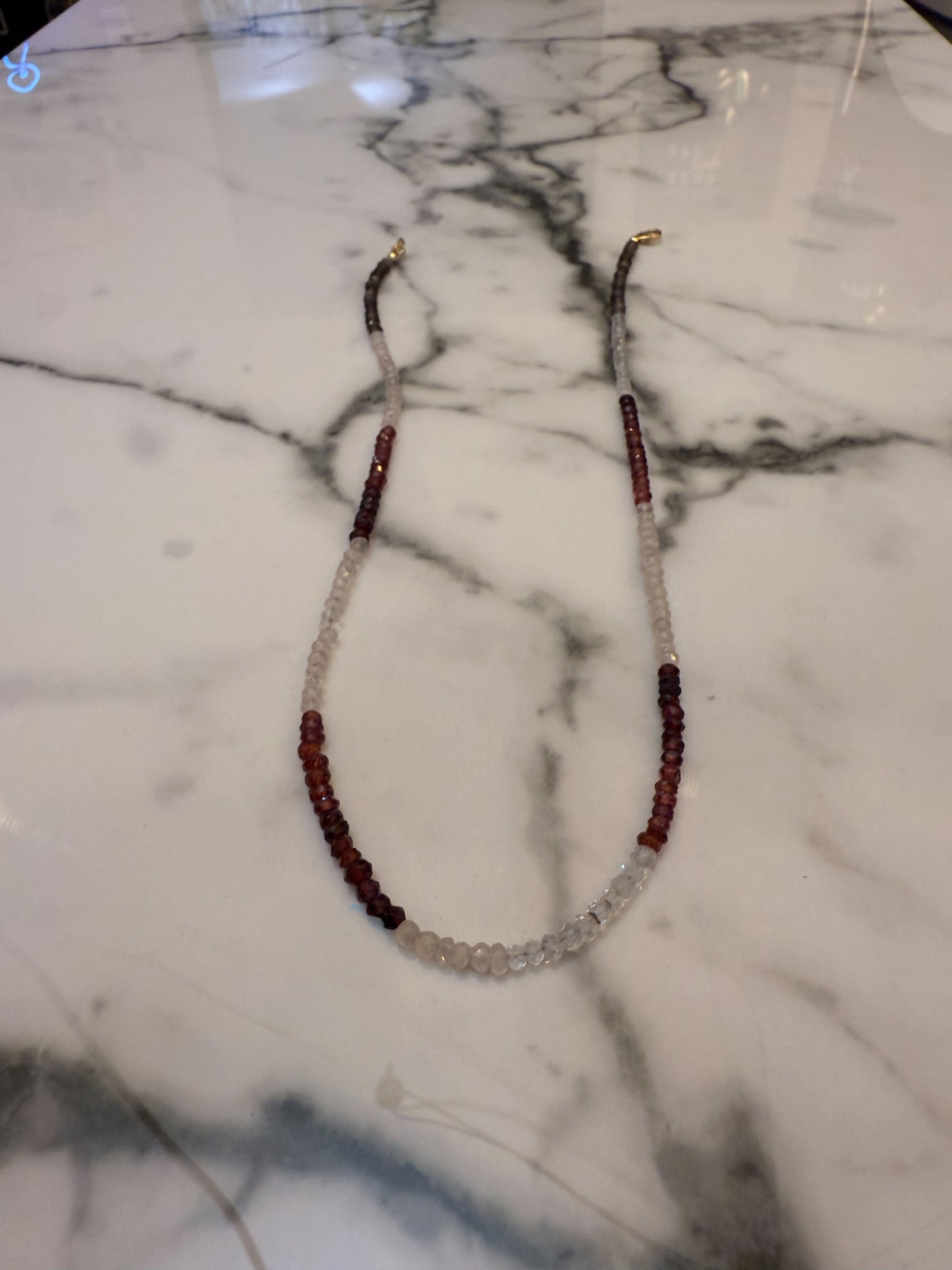 Garnet and smokey quartz necklace