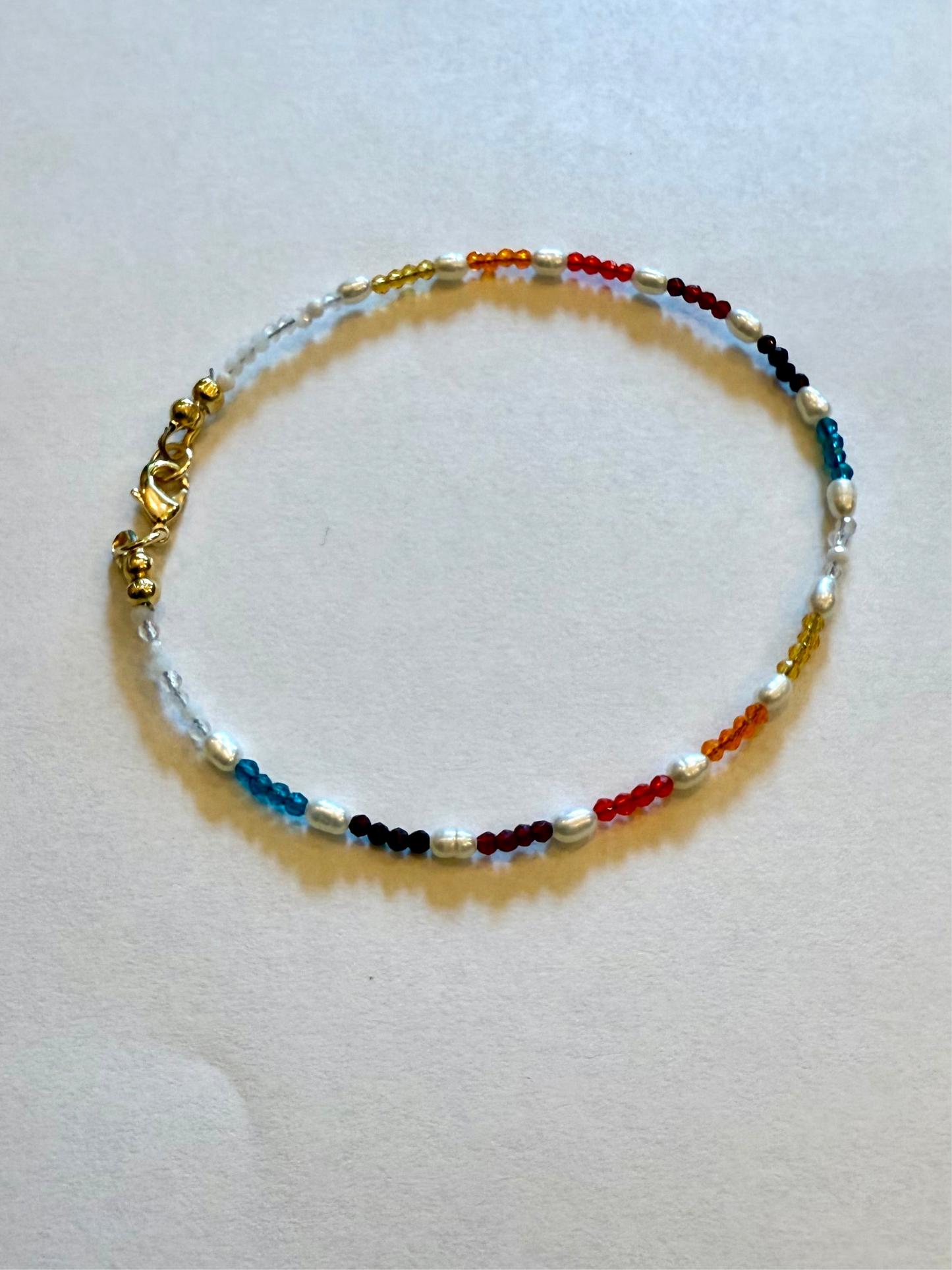 Rainbow crystal and freshwater pearl bracelet