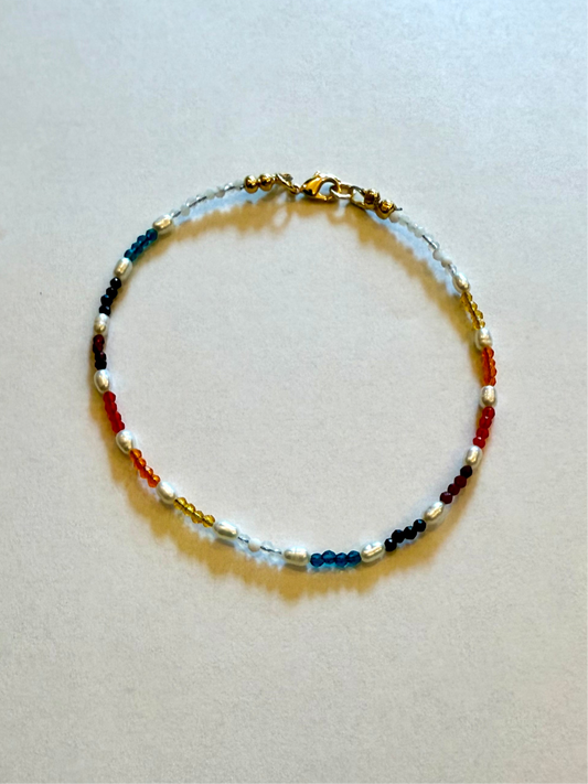Rainbow crystal and freshwater pearl bracelet