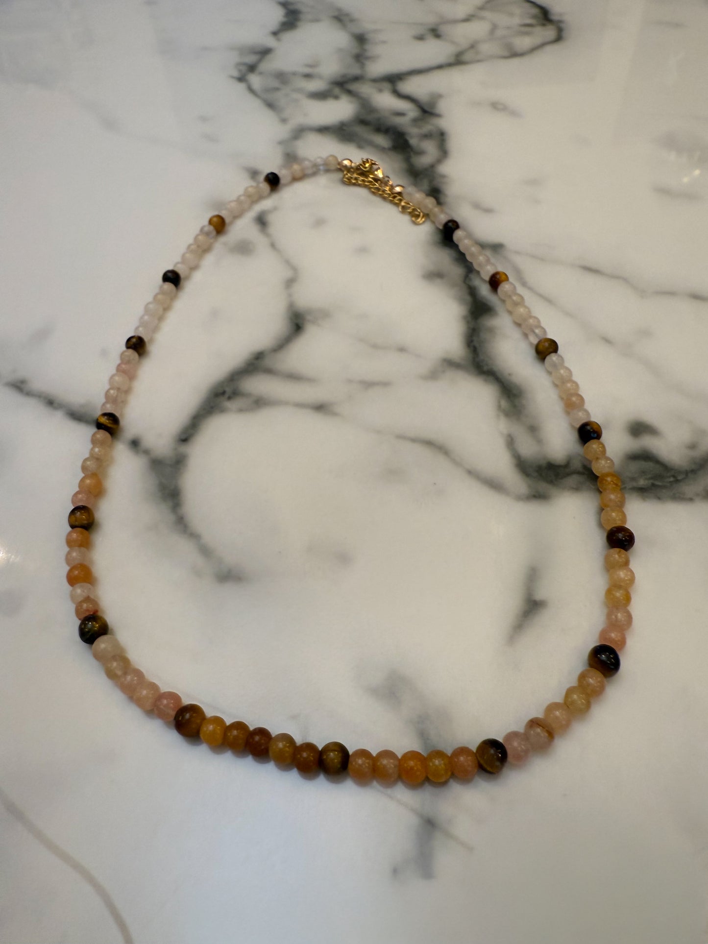 Multi Gemstone Necklace-Goldfish Carnelian, and Tigers Eye