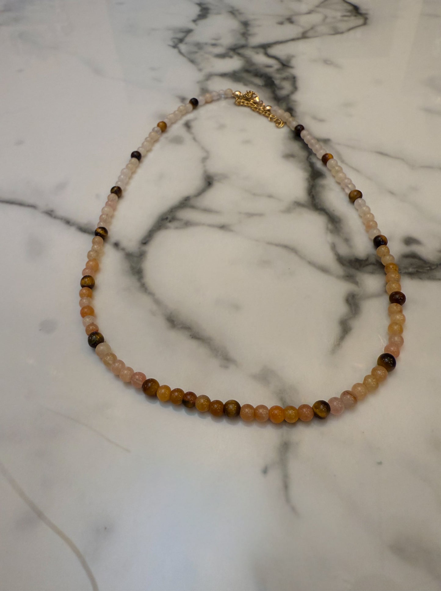 Multi Gemstone Necklace-Goldfish Carnelian, and Tigers Eye