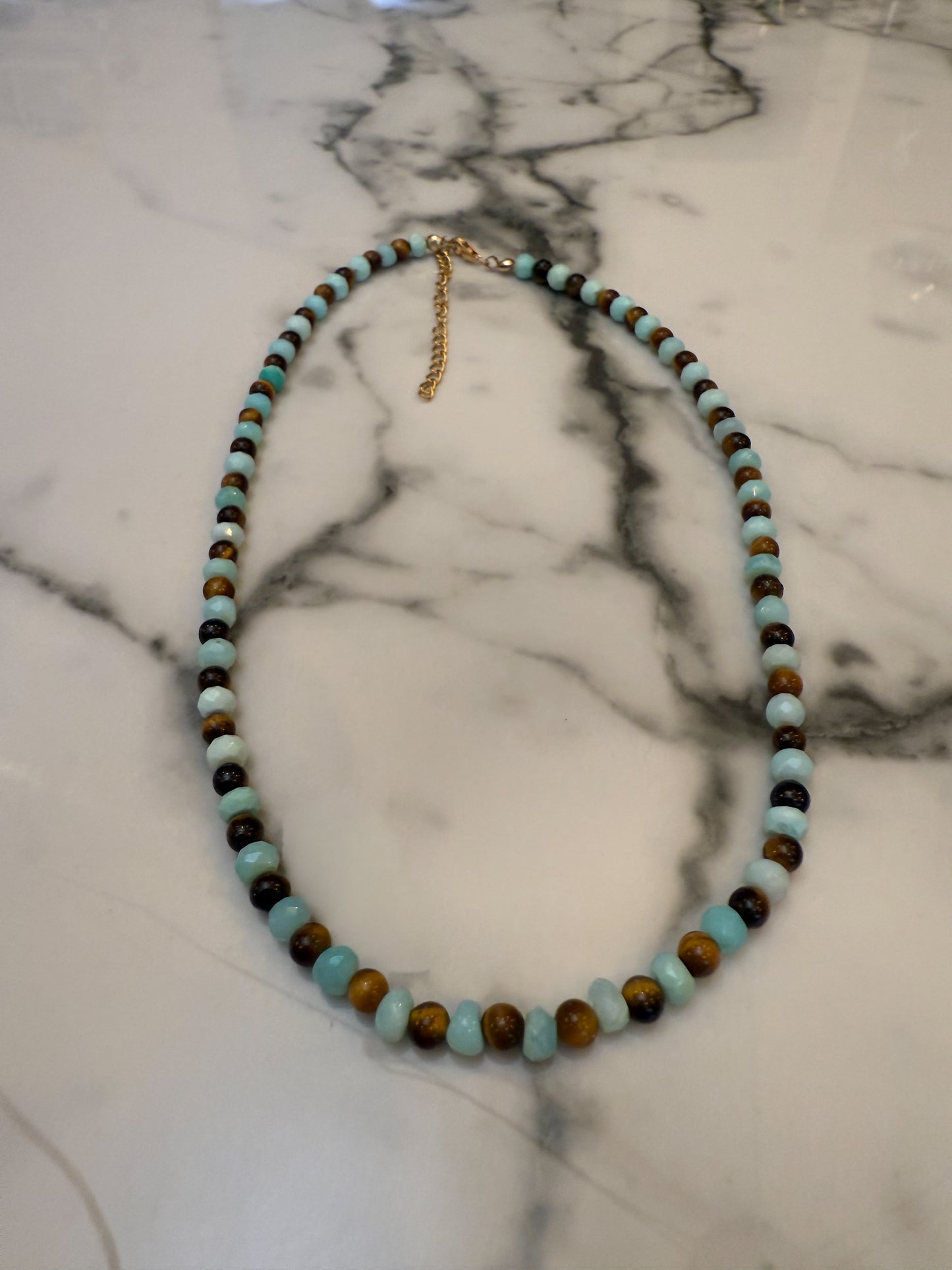 Multi Gemstone Necklace-Tigers Eye, and Peruvian Opal