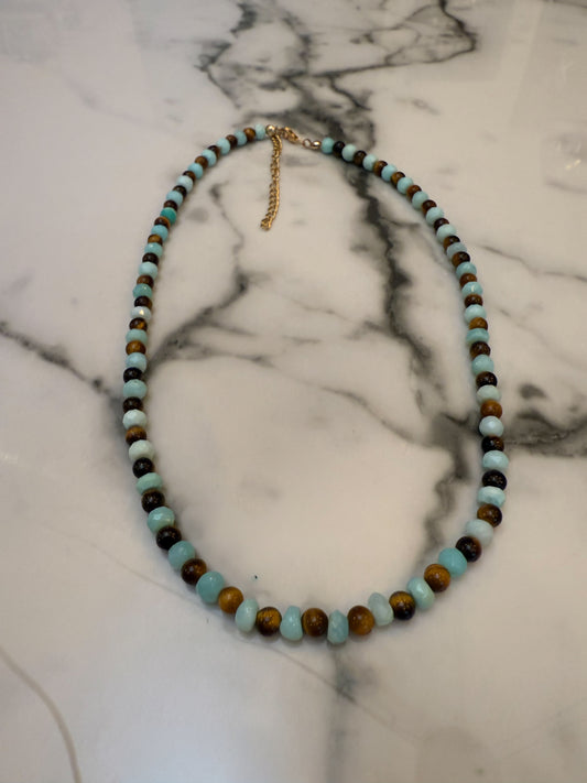 Multi Gemstone Necklace-Tigers Eye, and Peruvian Opal