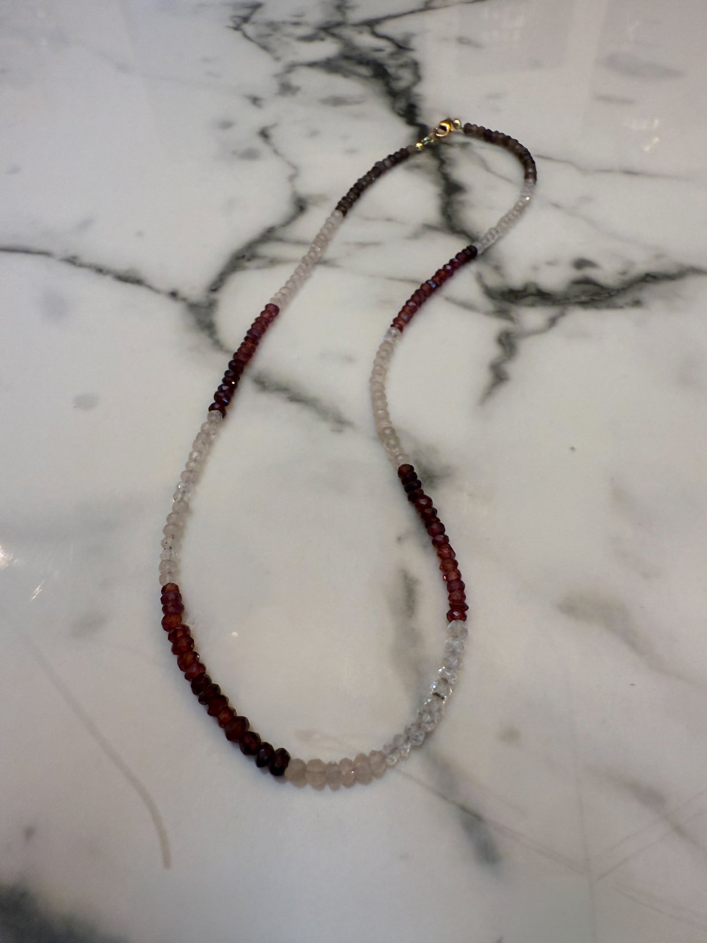 Garnet and smokey quartz necklace