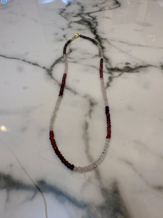 Garnet and smokey quartz necklace